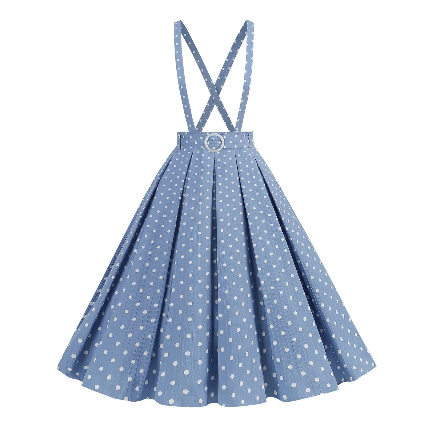 1950s Polka Dot Belt Suspender Swing Skirt