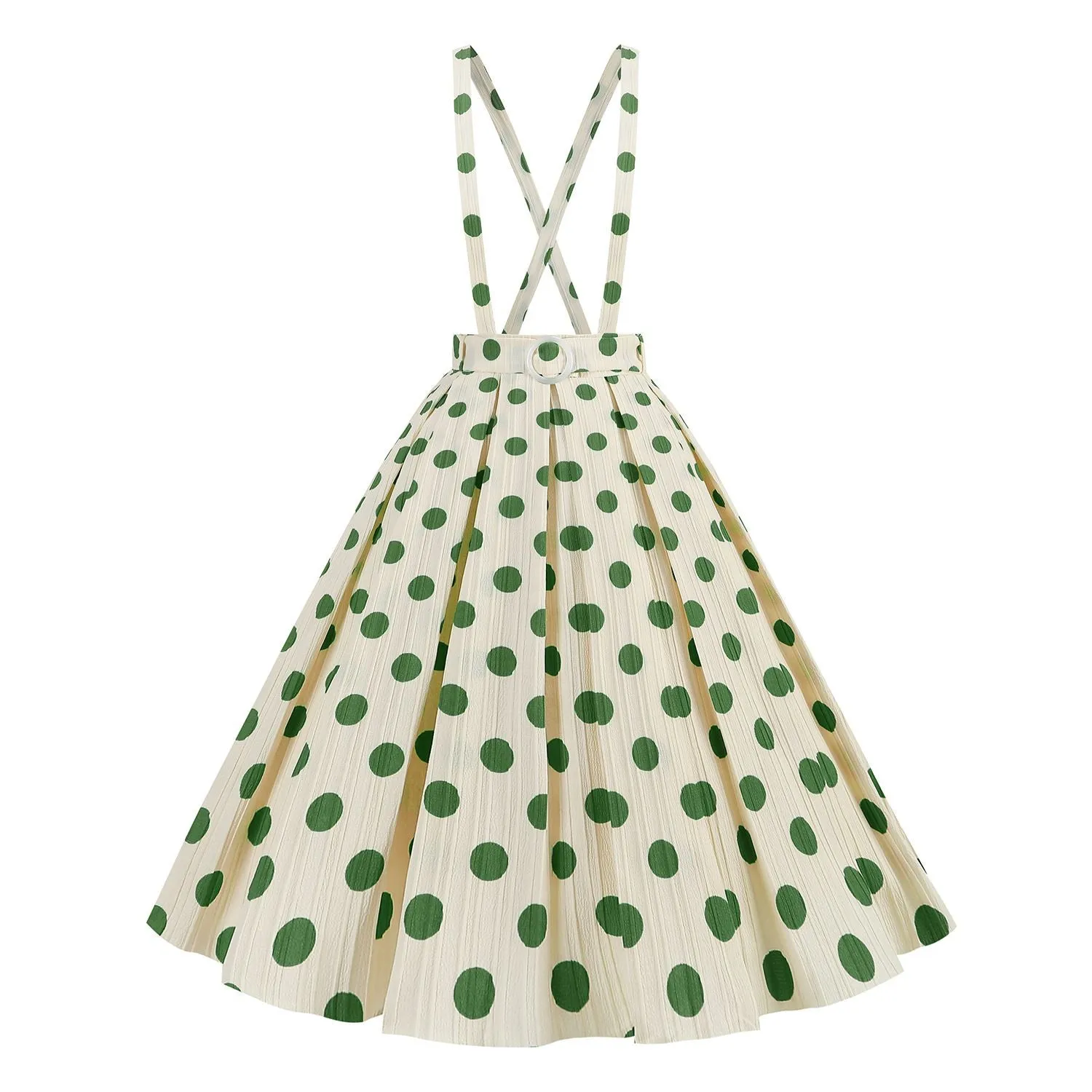 1950s Polka Dot Belt Suspender Swing Skirt