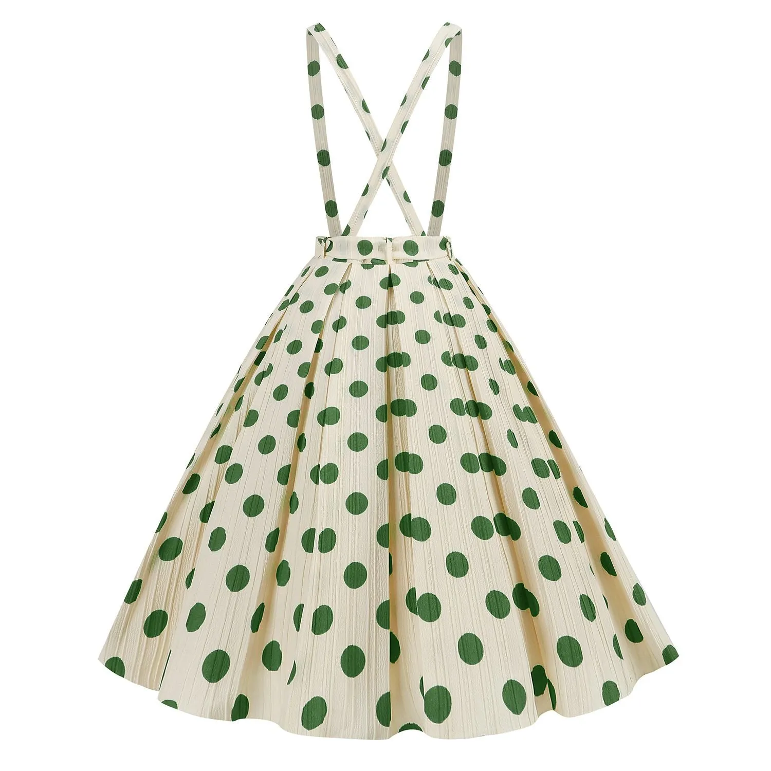 1950s Polka Dot Belt Suspender Swing Skirt