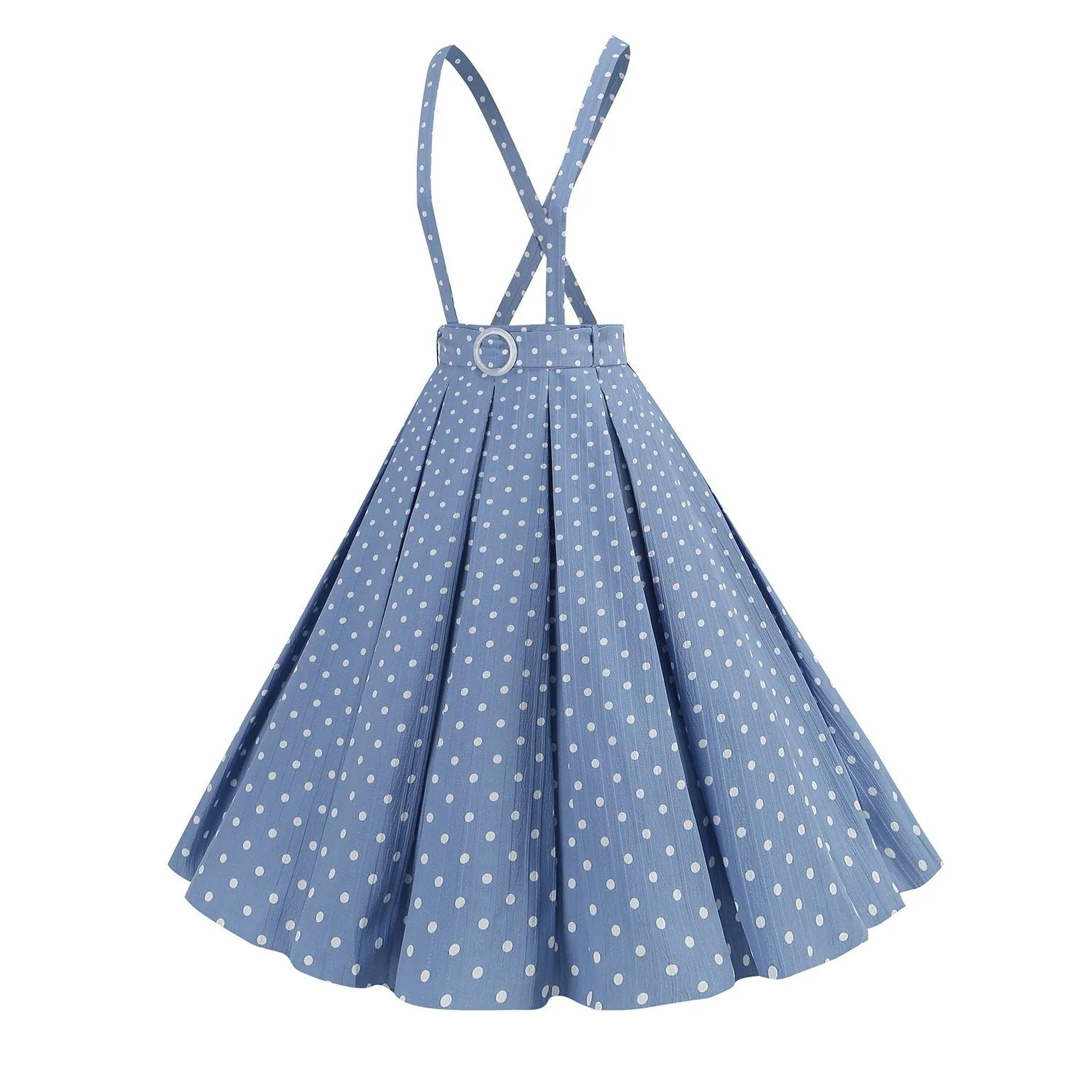 1950s Polka Dot Belt Suspender Swing Skirt