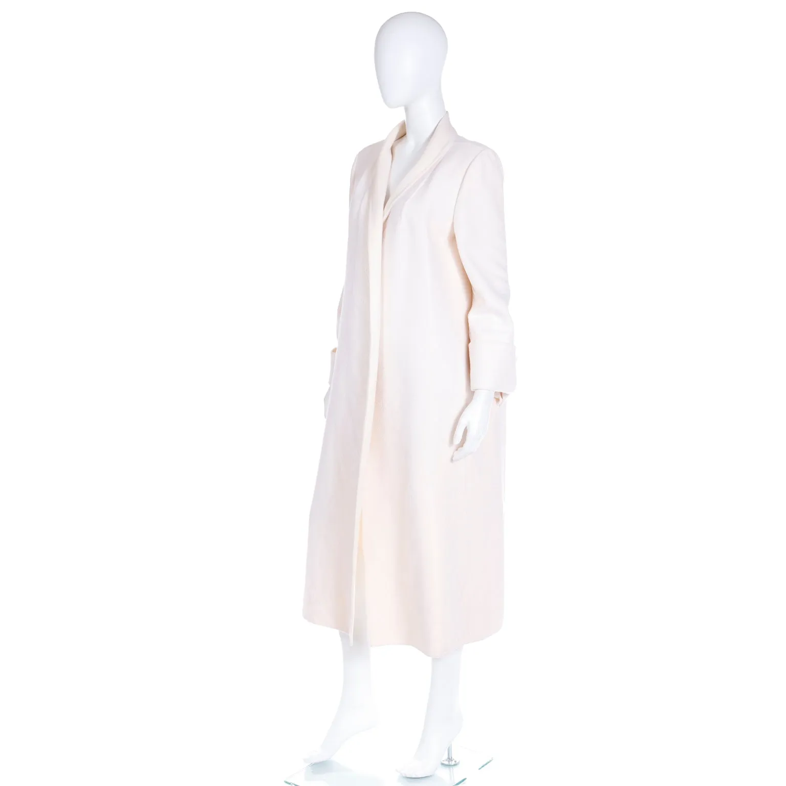 1990s Laura Biagiotti Ivory Vintage Evening Coat w Fine Mesh Overlay