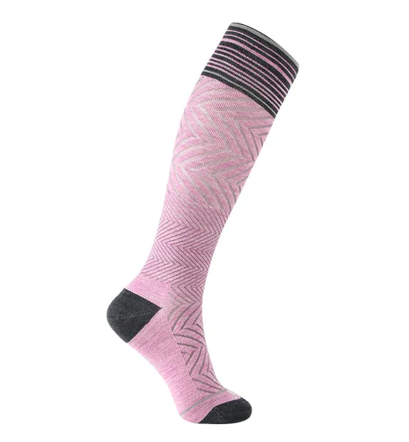 76% Rich Merino Wool Everyday Compression Socks (15-20mmHg) - Zig-Zag