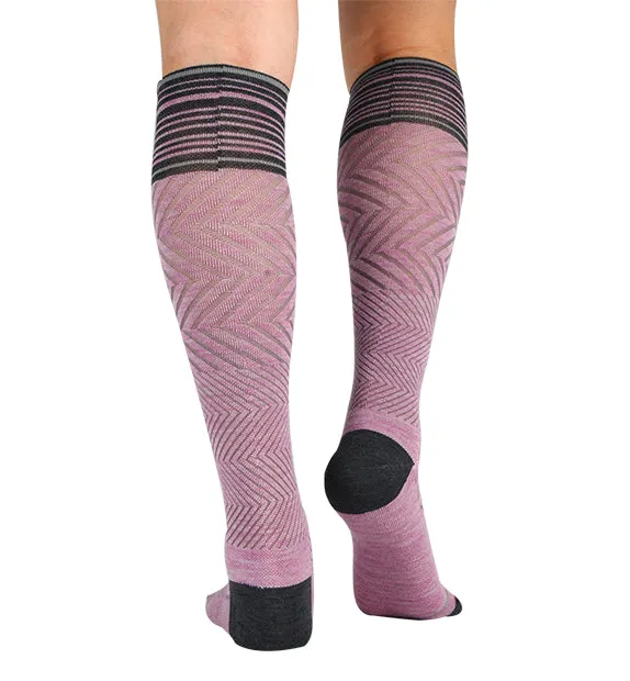 76% Rich Merino Wool Everyday Compression Socks (15-20mmHg) - Zig-Zag