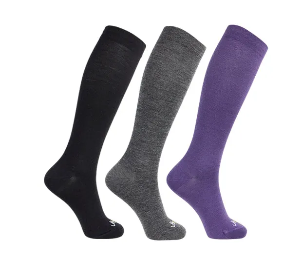 80% Rich Merino Wool Everyday Compression Socks (15-20mmHg) - Solids - 3 Pack