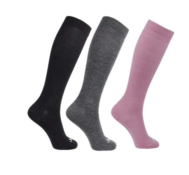 80% Rich Merino Wool Everyday Compression Socks (15-20mmHg) - Solids - 3 Pack