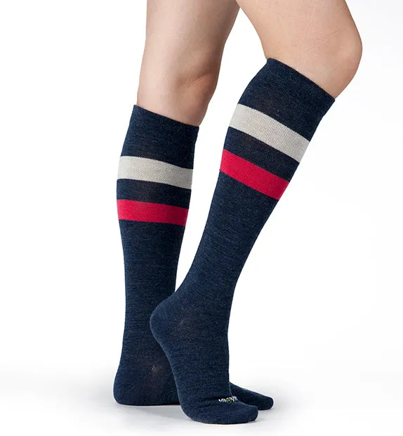 80% Rich Merino Wool Everyday Compression Socks (15-20mmHg) - Stripes