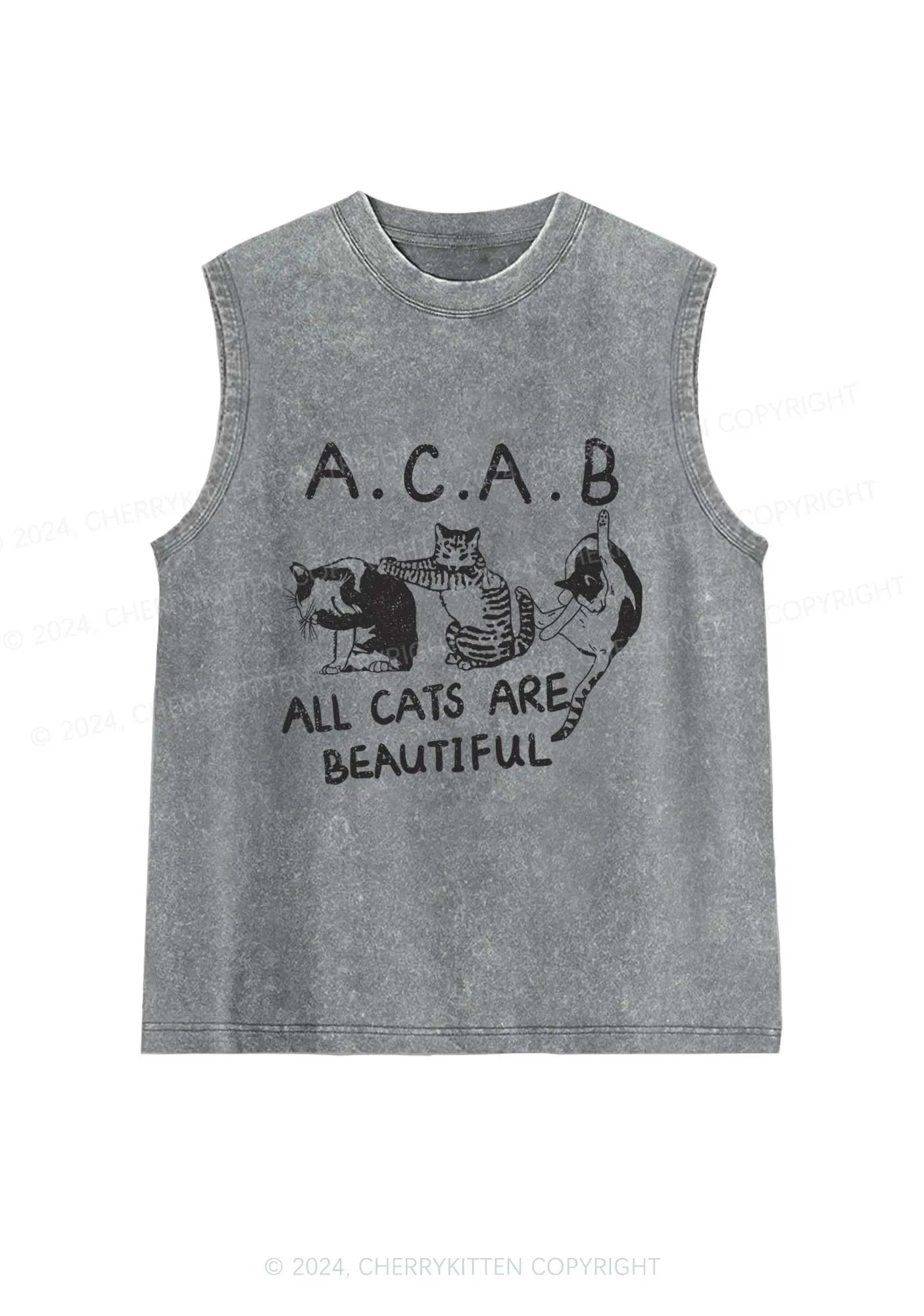 ACAB Cats Y2K Washed Tank Cherrykitten