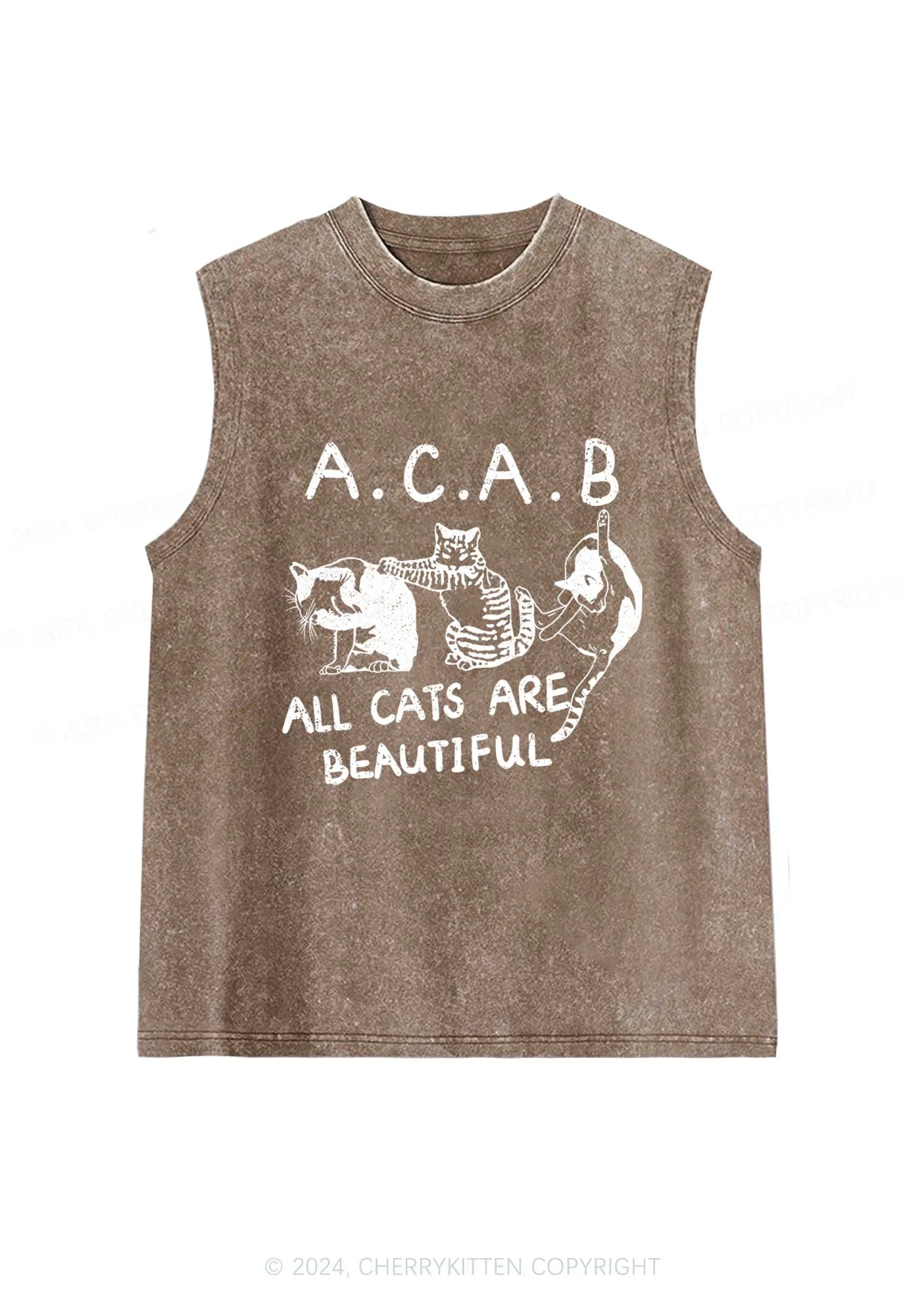 ACAB Cats Y2K Washed Tank Cherrykitten