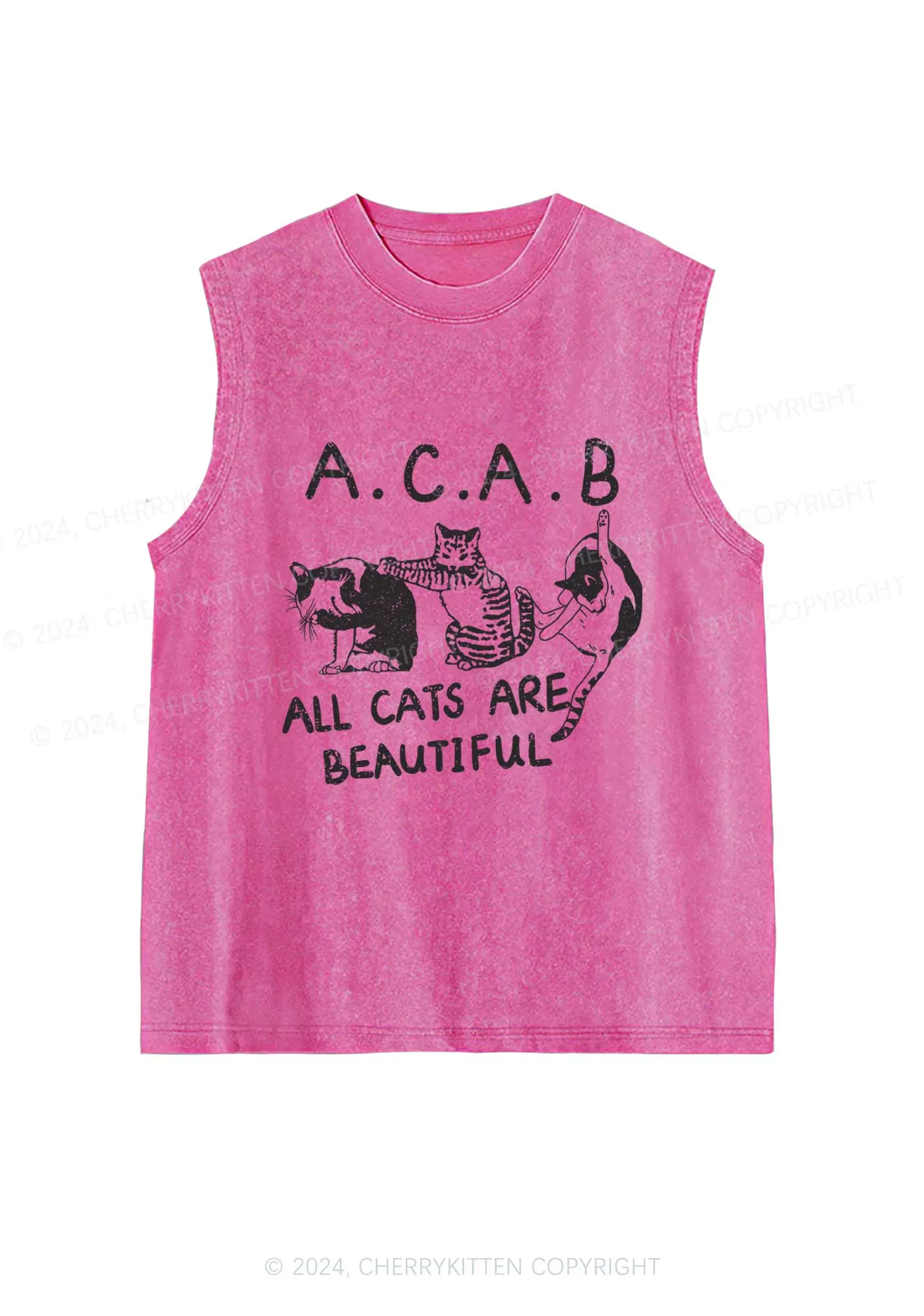 ACAB Cats Y2K Washed Tank Cherrykitten