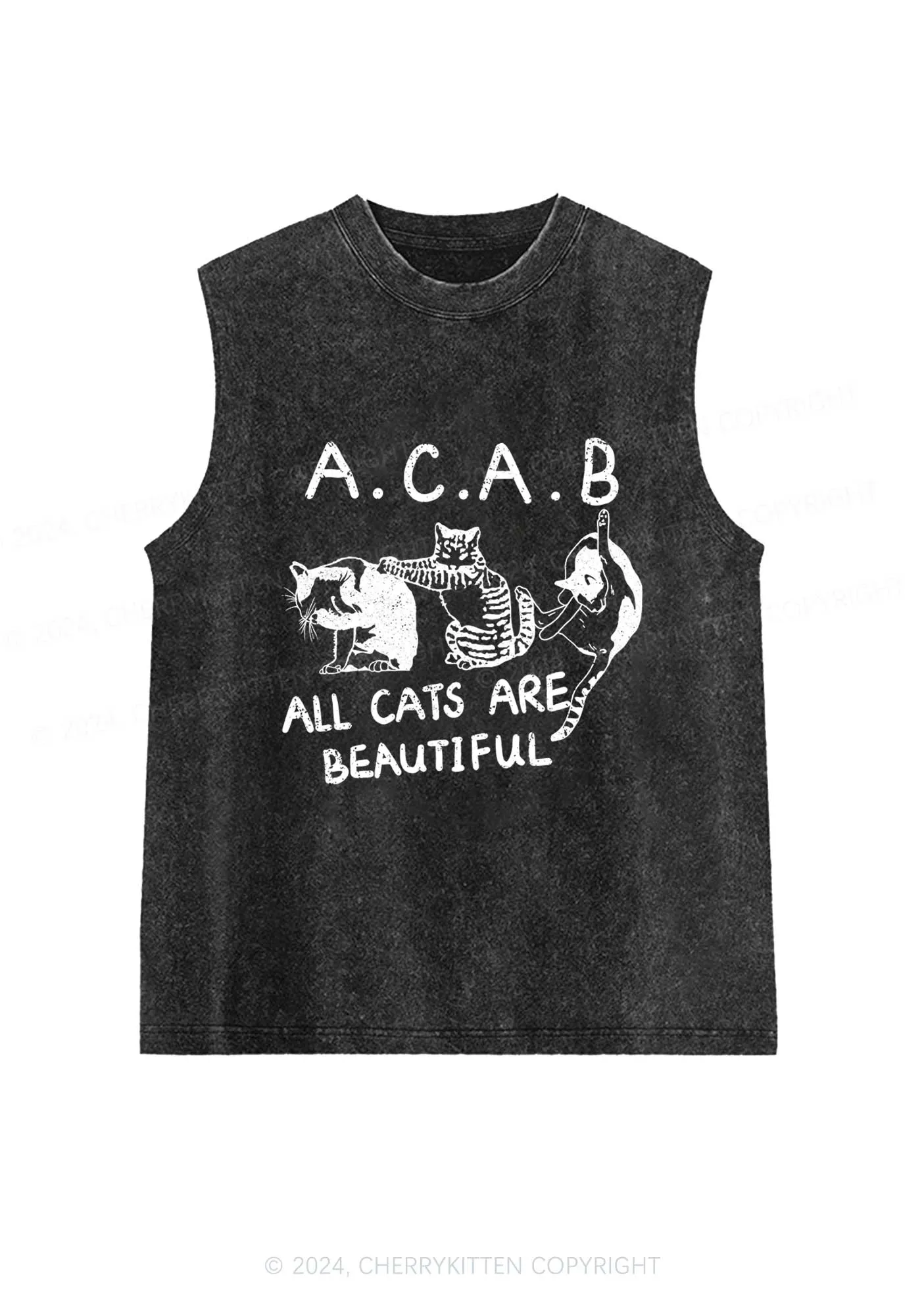 ACAB Cats Y2K Washed Tank Cherrykitten