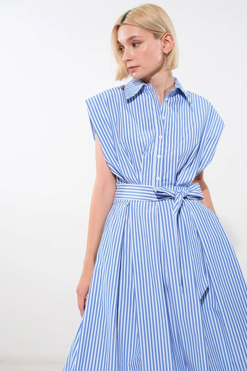 ALONG THE SHORELINE WOVEN MIDI DRESS