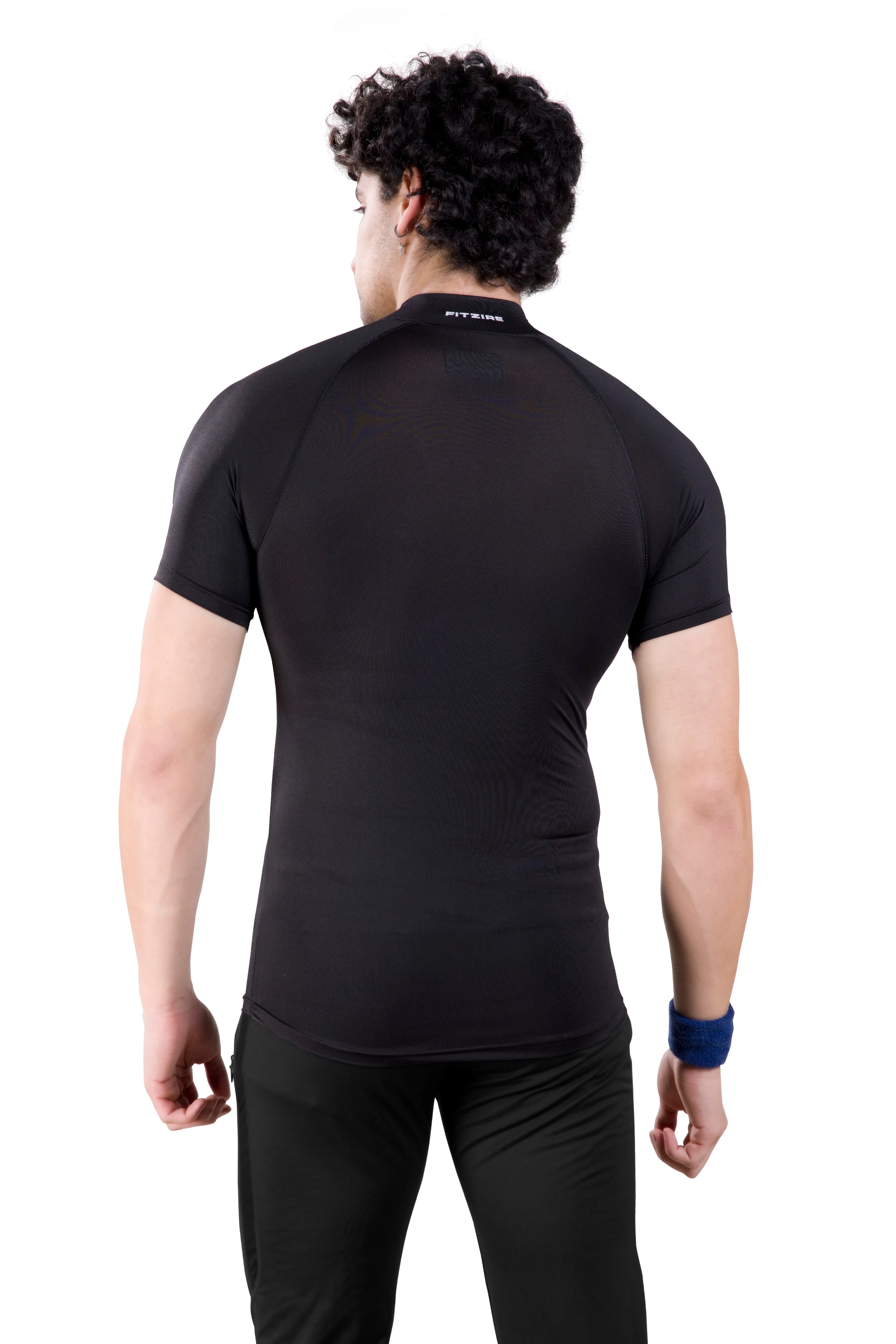 ALPHA - BLACK COMPRESSION T-SHIRT - HIGH NECK