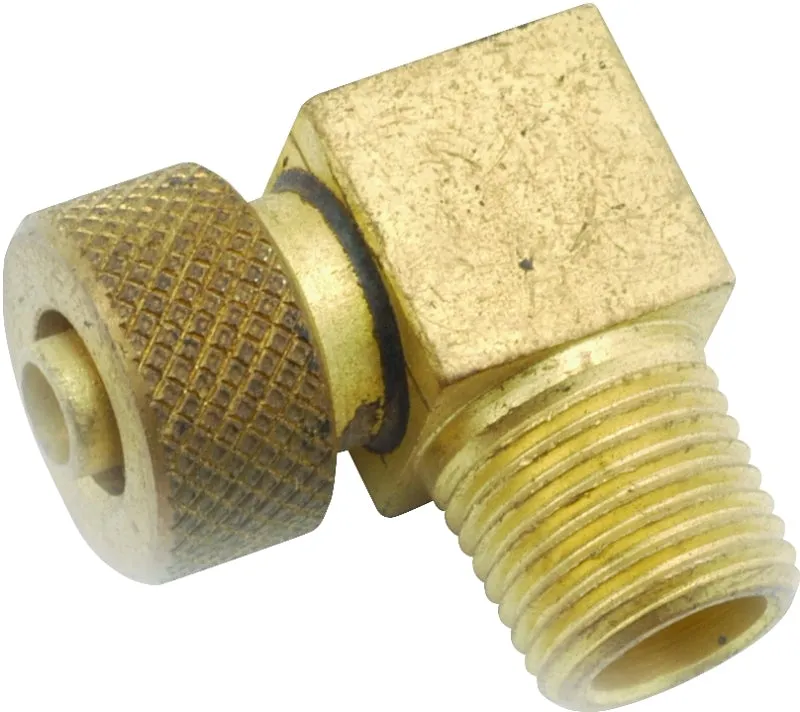 Anderson Metals 50869-0402 Tube Elbow, 1/4 x 1/8 in, 90 deg Angle, Brass, 400 psi Pressure :EA: QUANTITY: 1