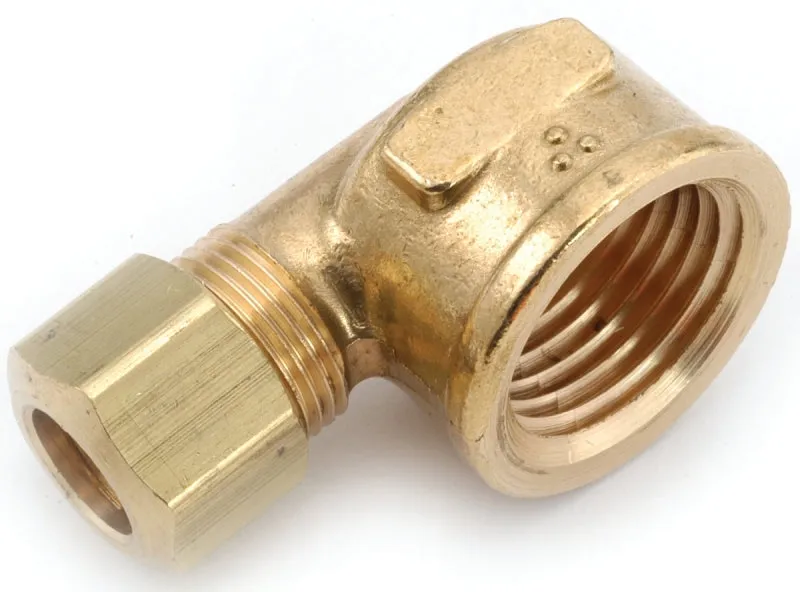 Anderson Metals 750070-0608 Tube Elbow, 3/8 x 1/2 in, 90 deg Angle, Brass, 200 psi Pressure :EA: QUANTITY: 5