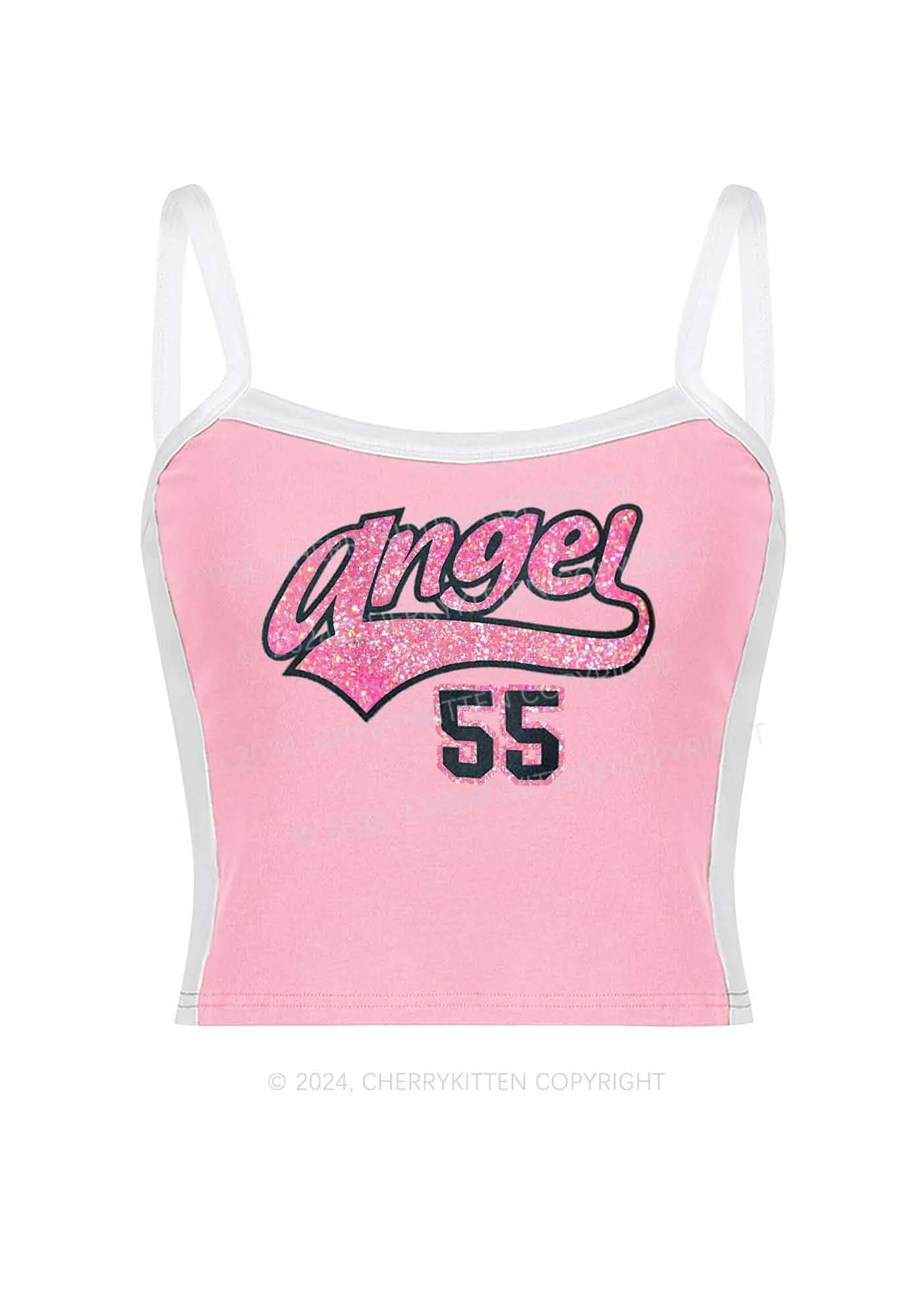 Angel Number Y2K Color Block Crop Cami Top Cherrykitten