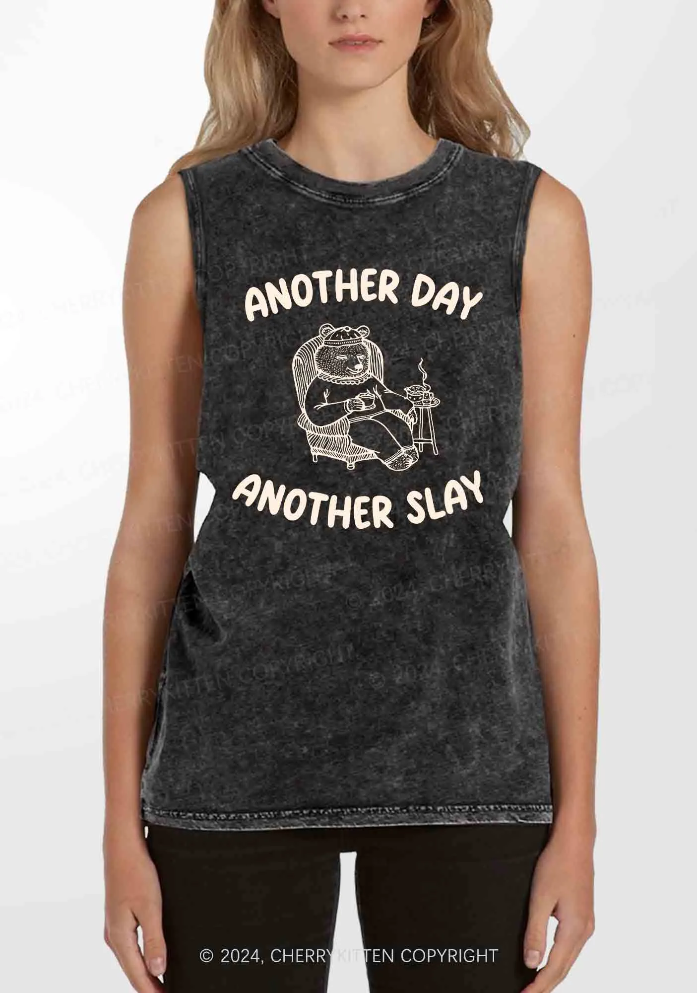 Another Slay Bear Y2K Washed Tank Cherrykitten