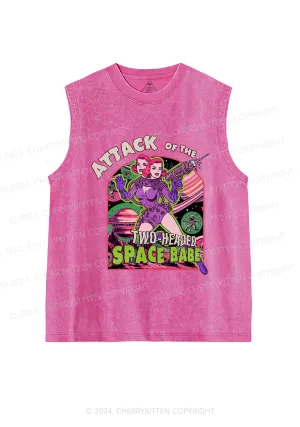 Attack Space Babe Halloween Y2K Washed Tank Cherrykitten