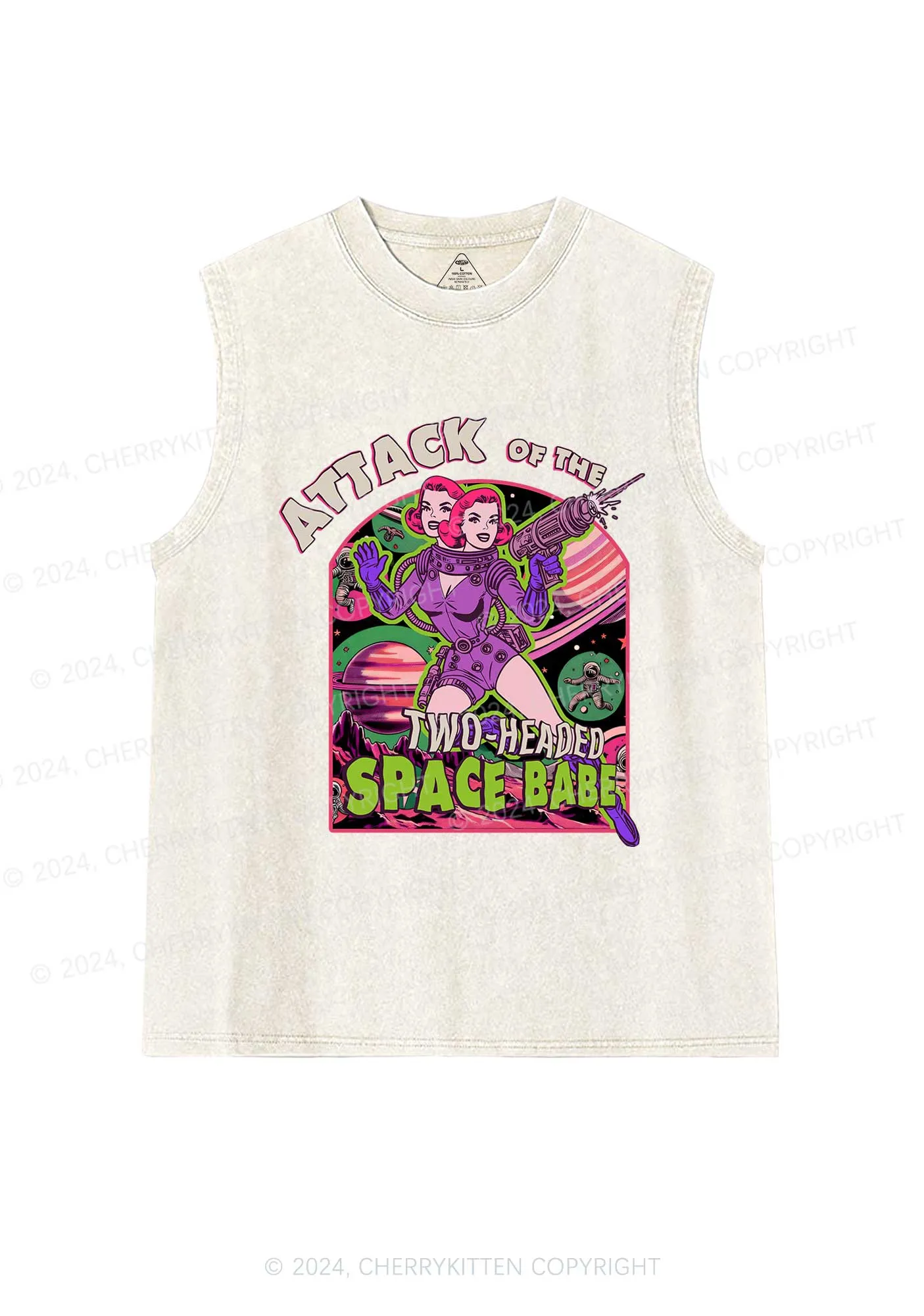 Attack Space Babe Halloween Y2K Washed Tank Cherrykitten