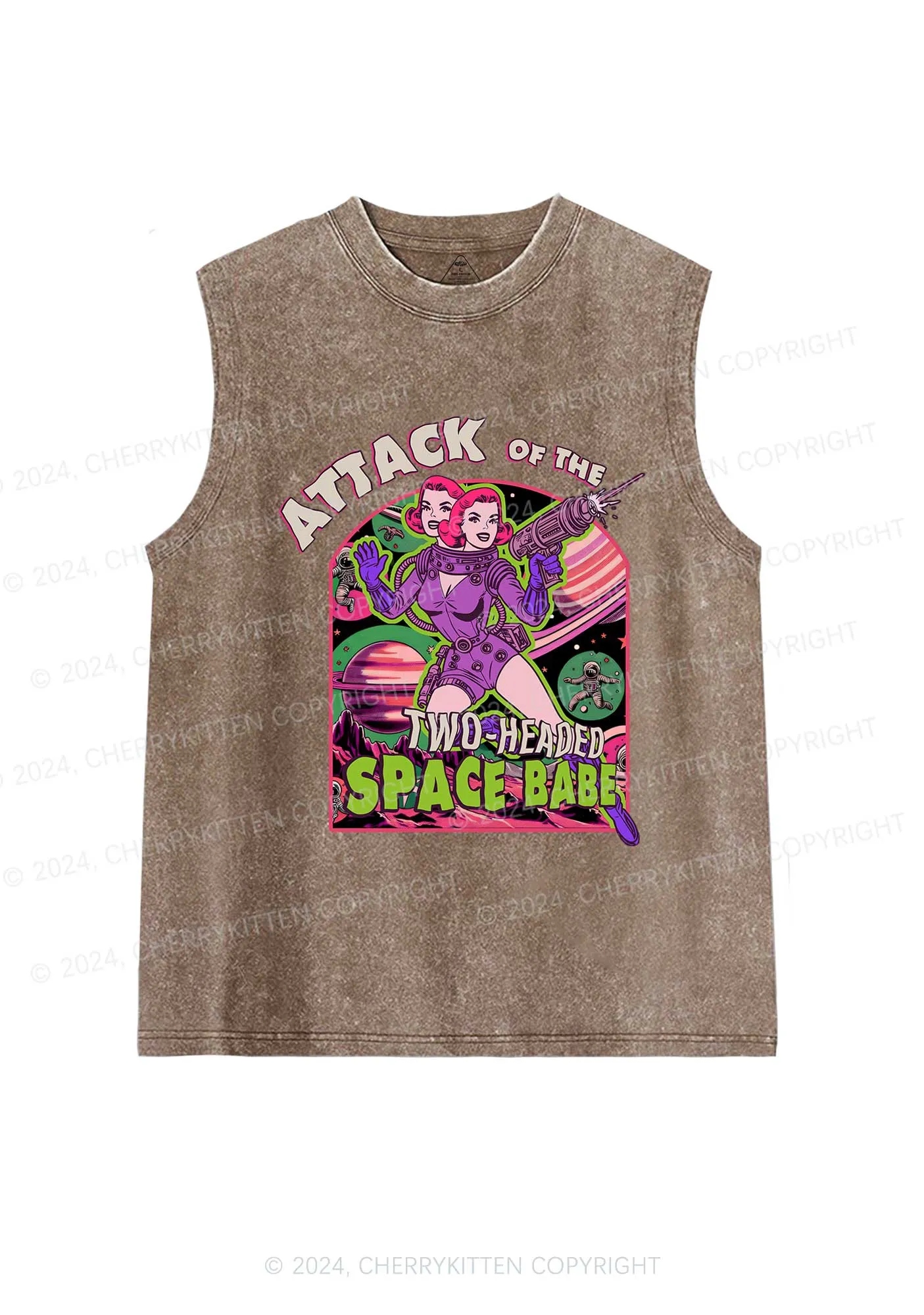 Attack Space Babe Halloween Y2K Washed Tank Cherrykitten