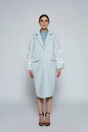 AZA Blue Hand-Embroidered Coat