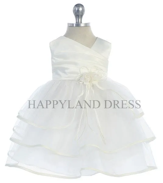 B108 Satin Pleated Top with Tulle Skirt Baby Dress (5 Diff. Colors)