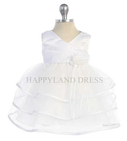 B108 Satin Pleated Top with Tulle Skirt Baby Dress (5 Diff. Colors)