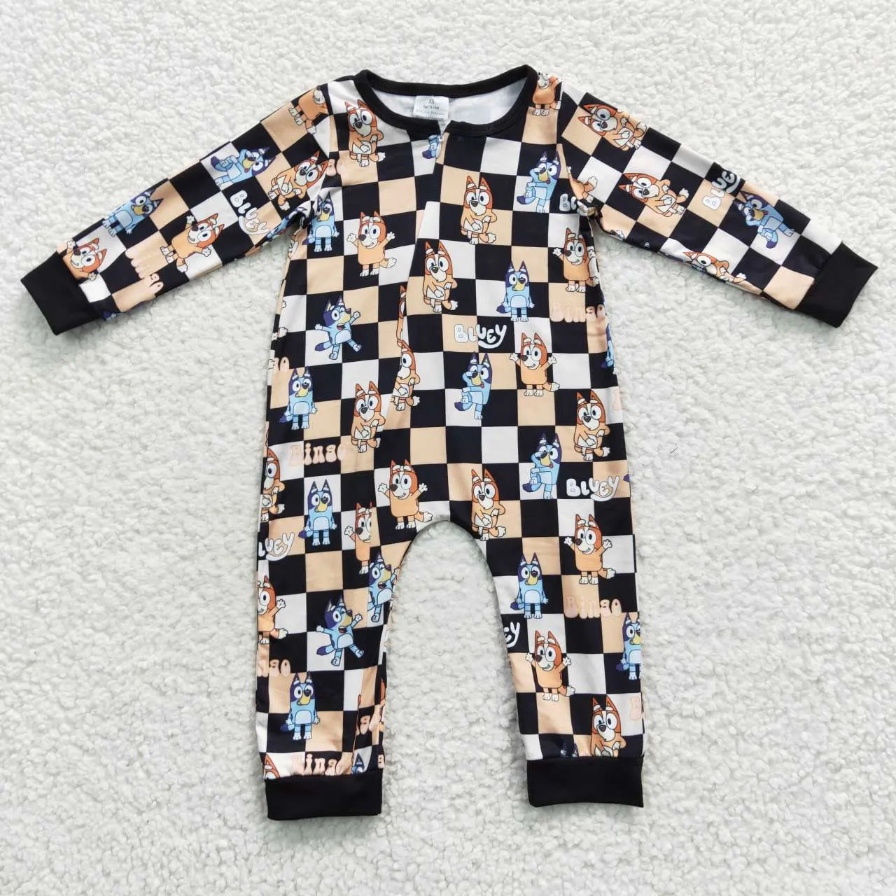 baby bluey plaid zipper onesie LR0359