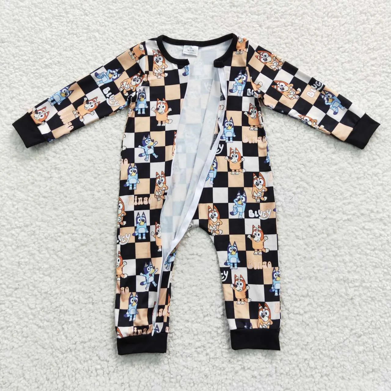 baby bluey plaid zipper onesie LR0359