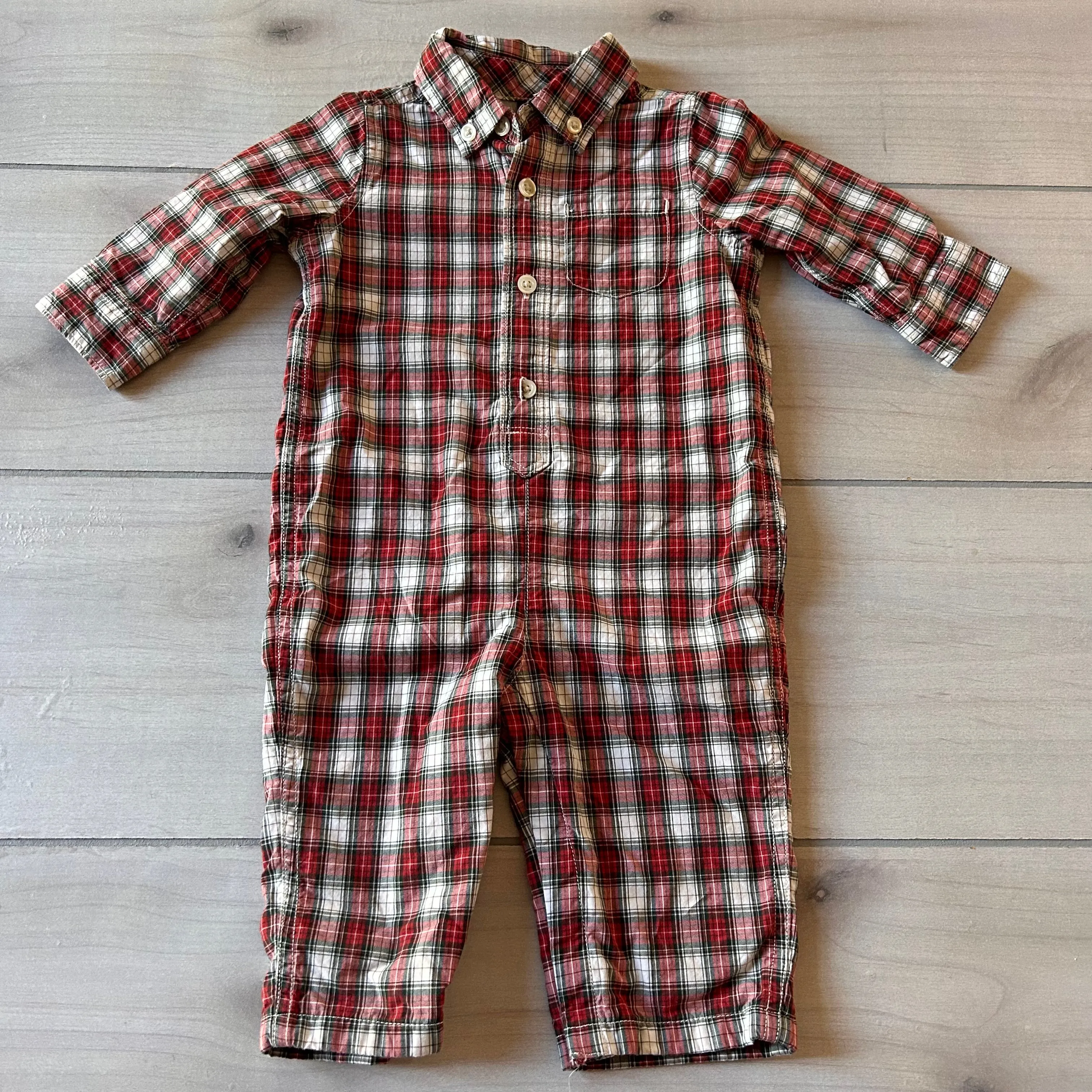 Baby Gap Red Black and White Plaid Romper