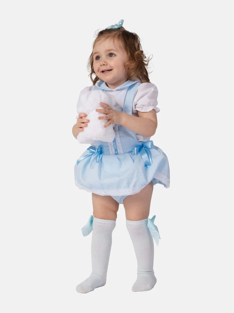 Baby Girl Vera Collection Spanish Romper Set with Bows-Baby Blue