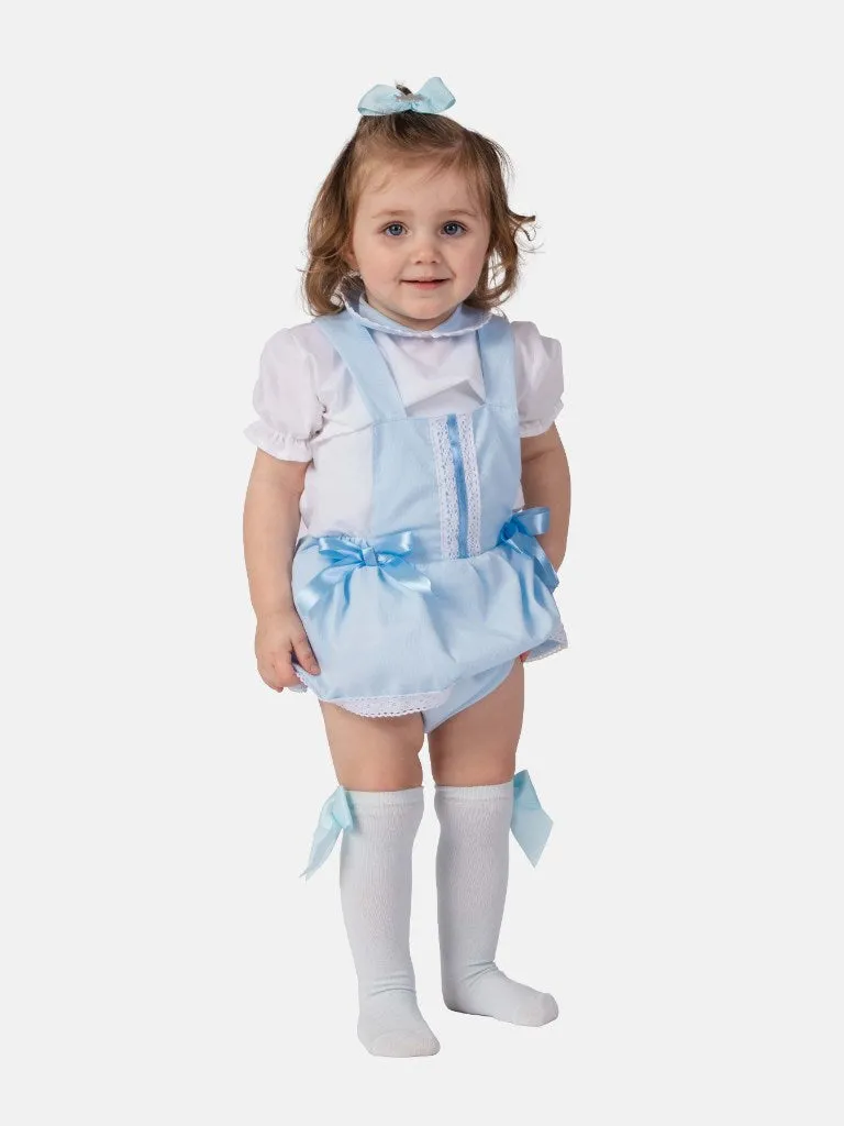 Baby Girl Vera Collection Spanish Romper Set with Bows-Baby Blue