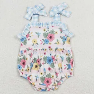 Baby Infant Girls Romper Stripes Flowers Straps Rompers SR0970