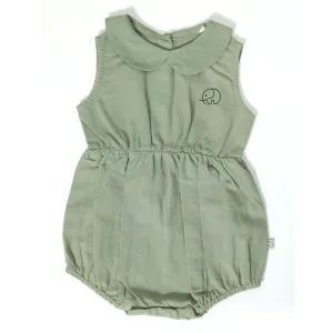 Baby Peter Pan Collared Romper - Mineral Green