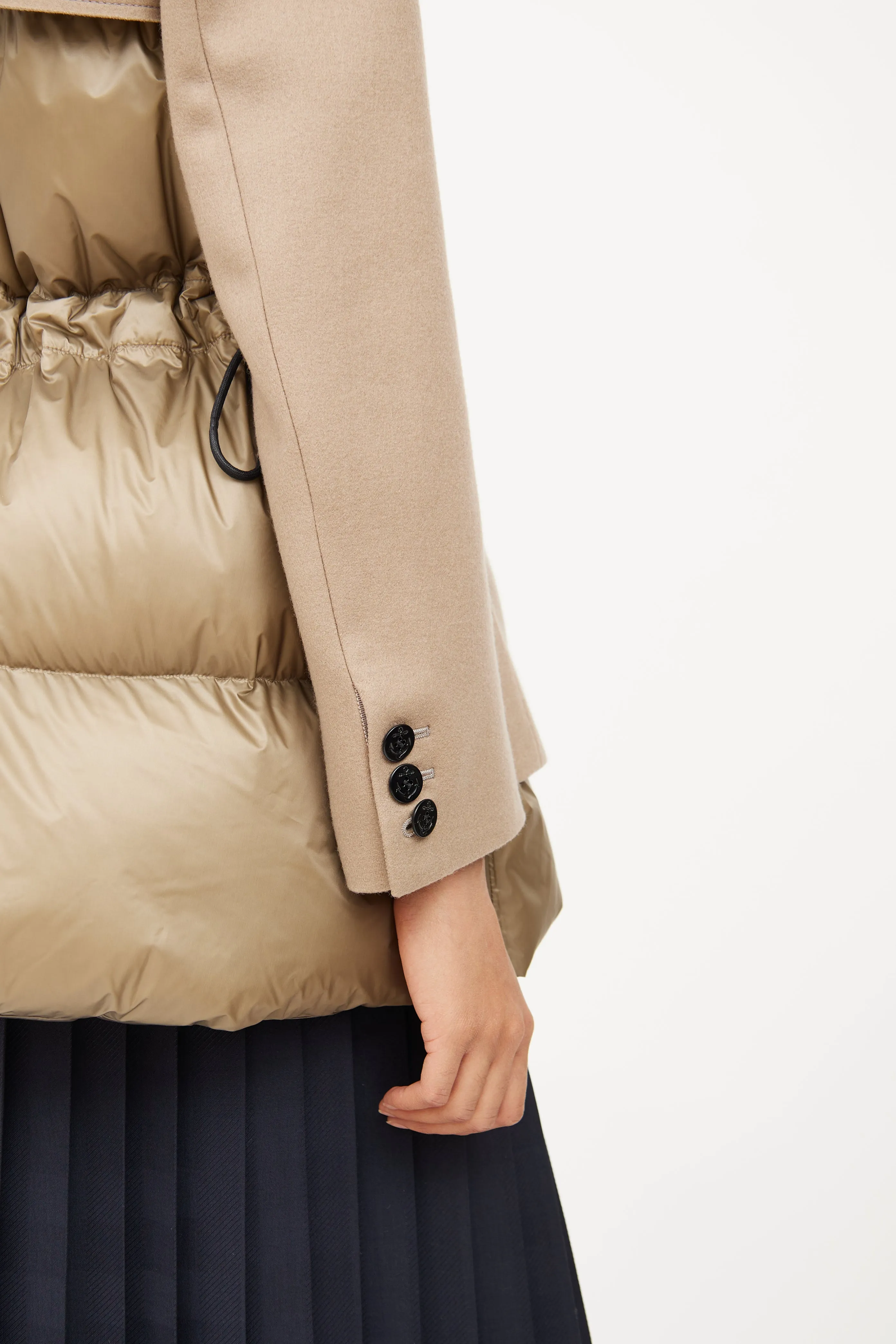 Beige Wool Melton Puffer Coat