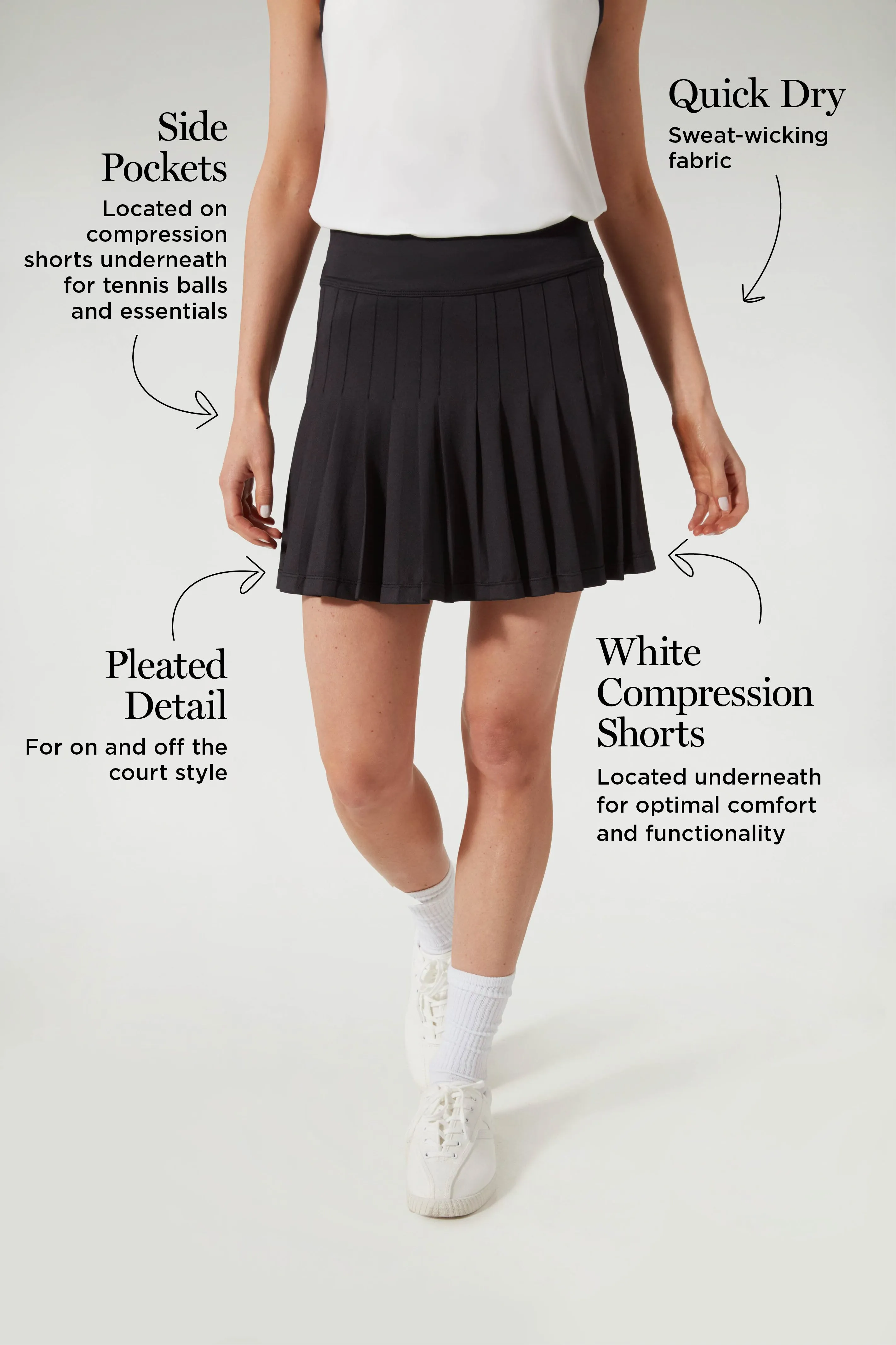 Black and White 15 Inch Williams Tennis Skirt