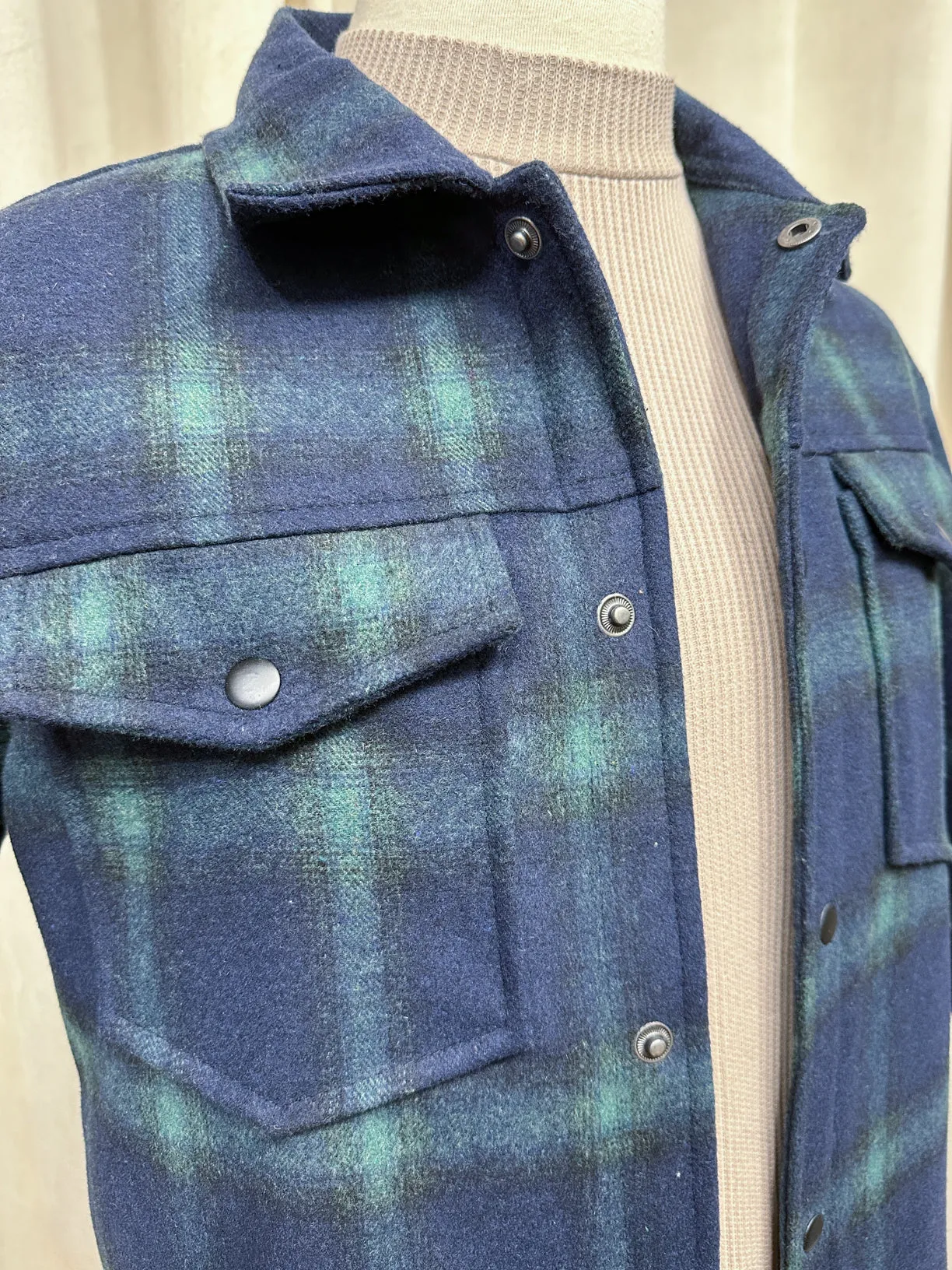 Blue Check Wool Shacket - Men