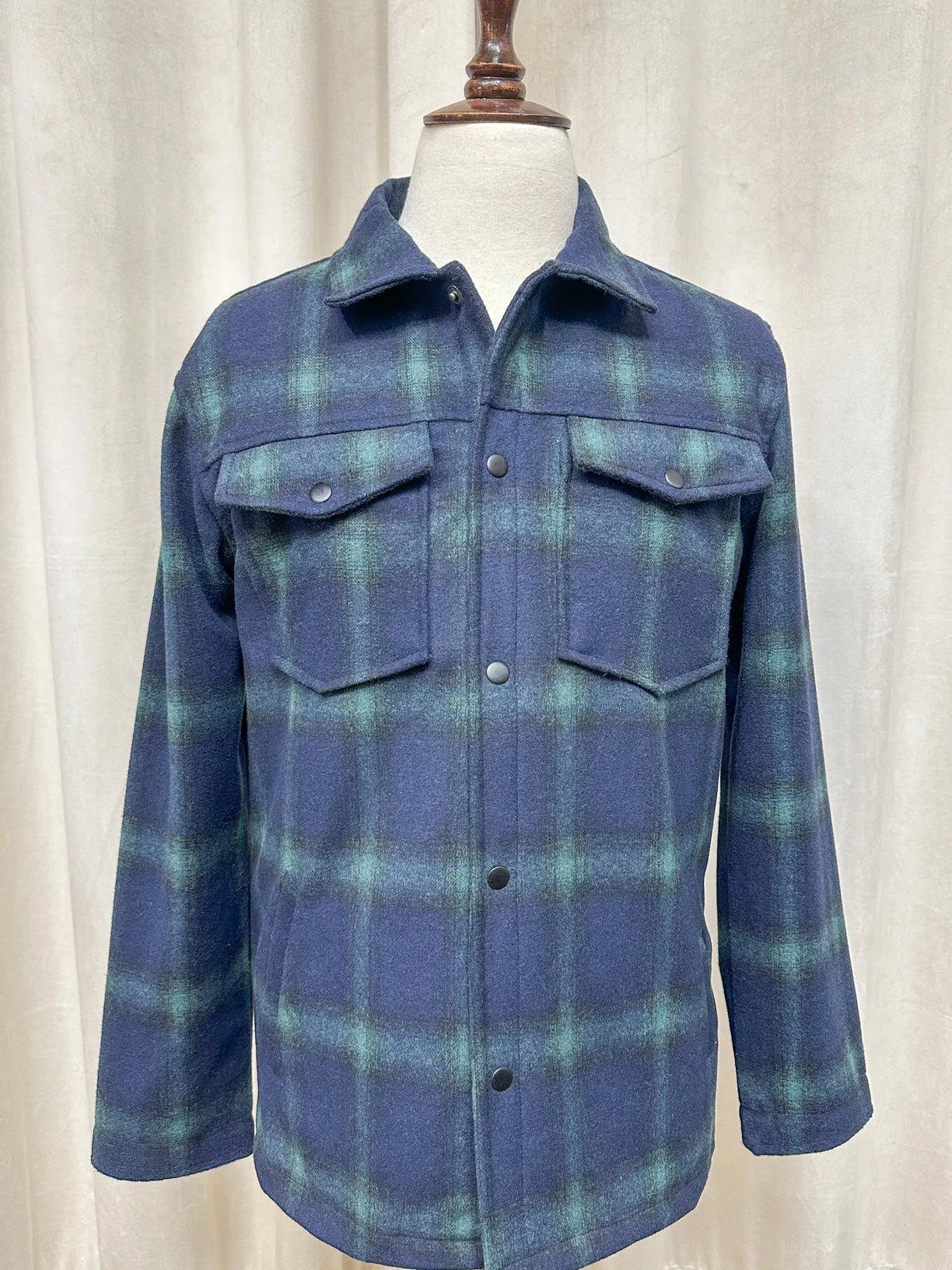 Blue Check Wool Shacket - Men