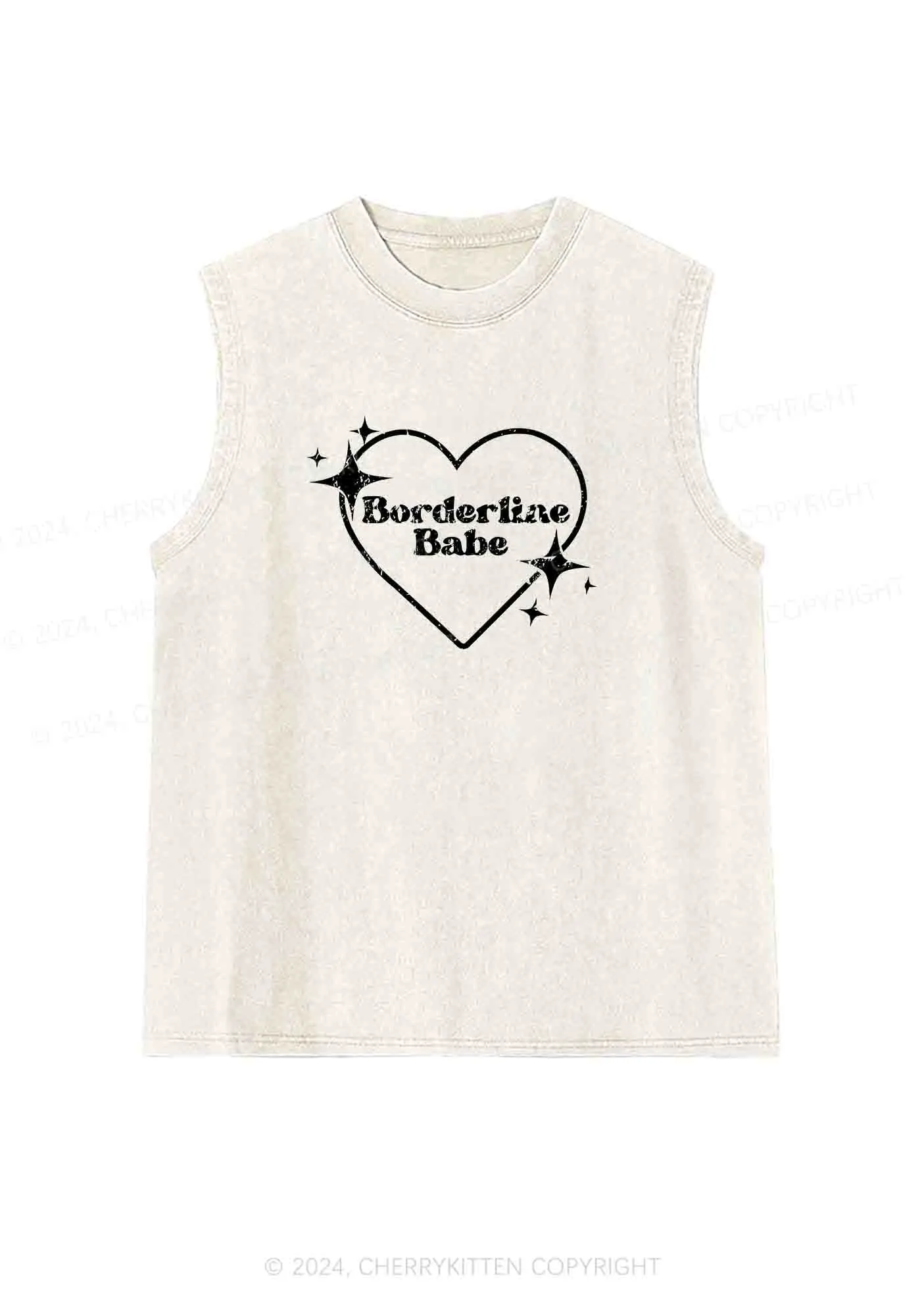 Borderline Personality Babe Y2K Washed Tank Cherrykitten