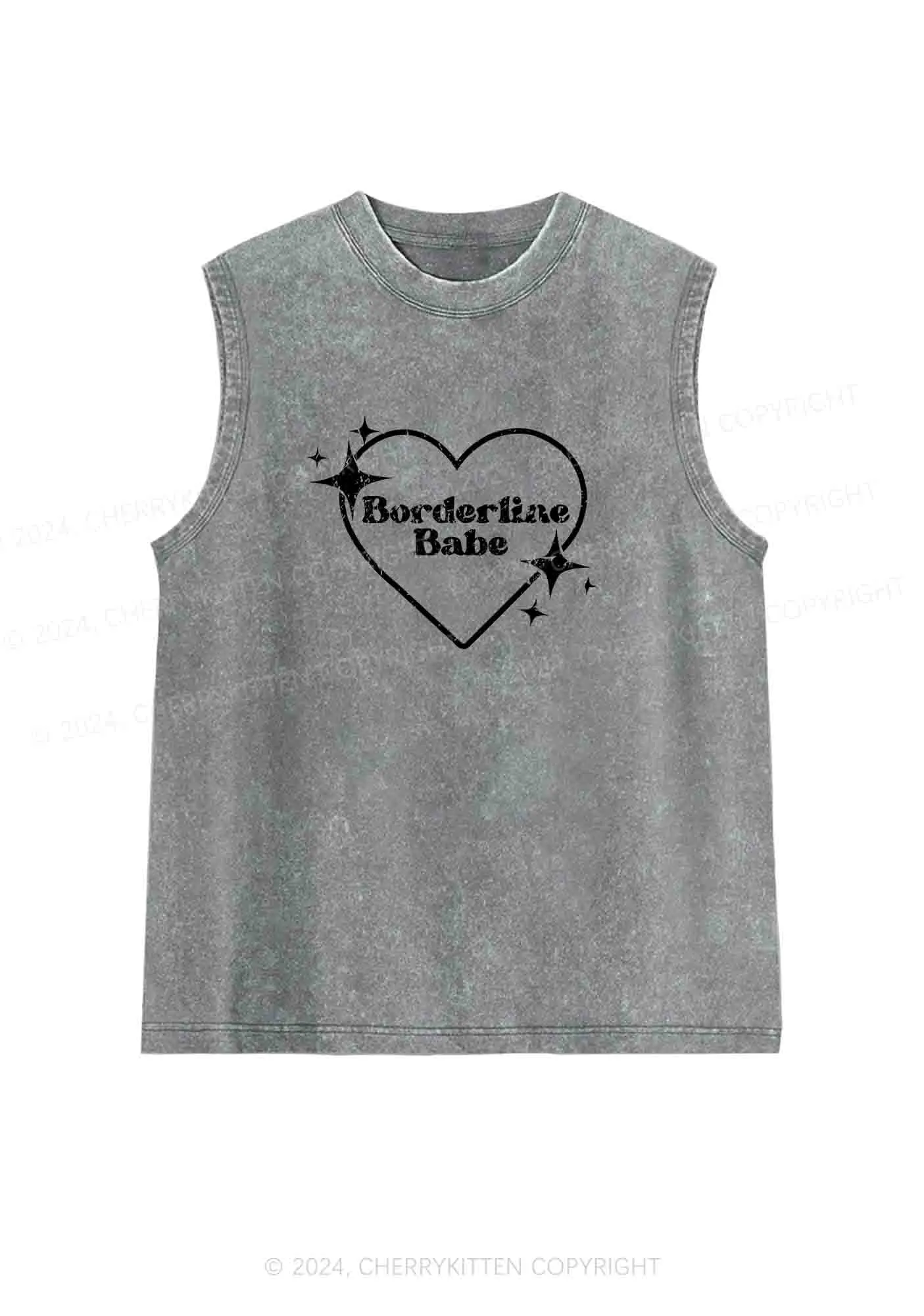 Borderline Personality Babe Y2K Washed Tank Cherrykitten