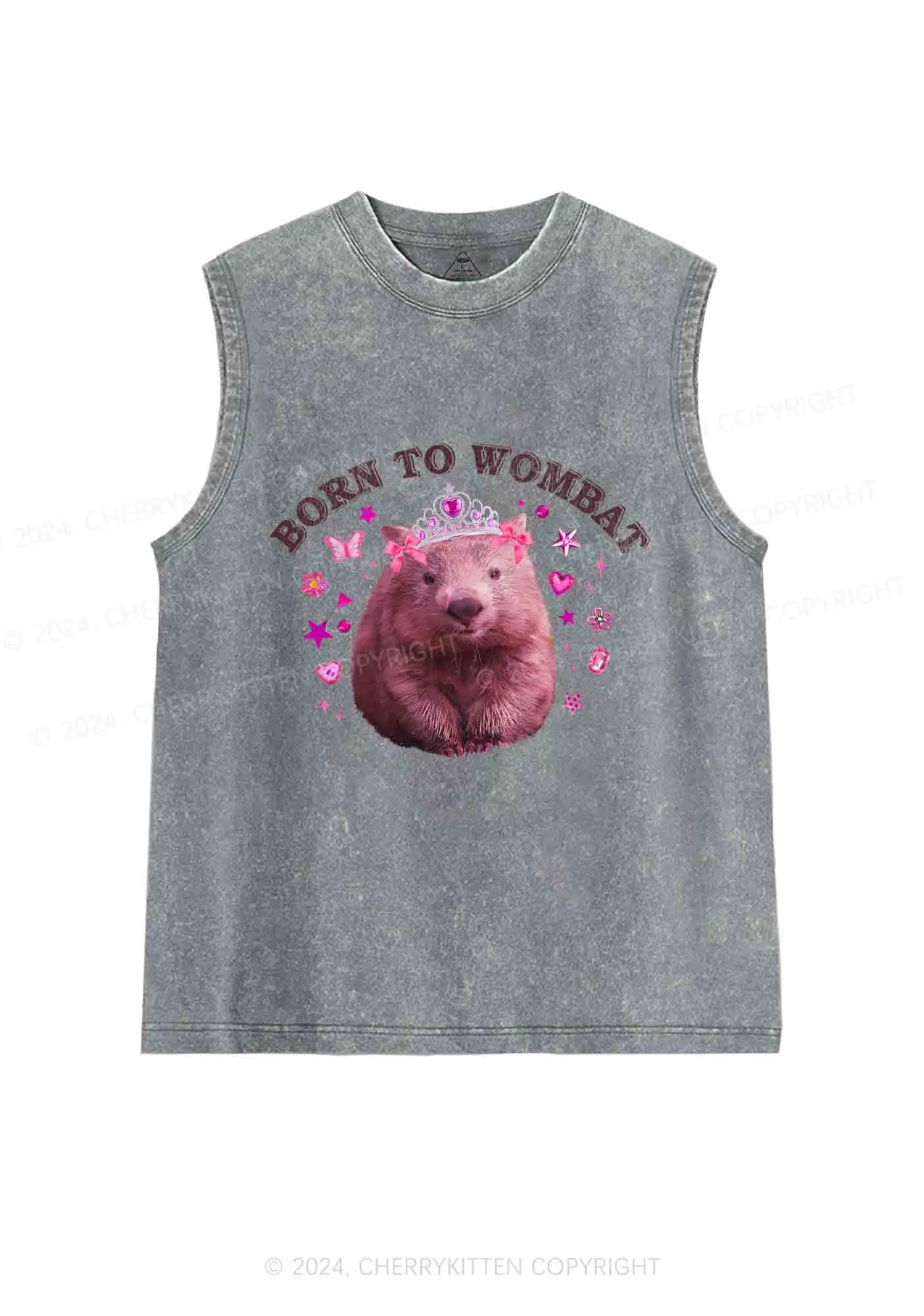 Born to Wombat Y2K Washed Tank Cherrykitten