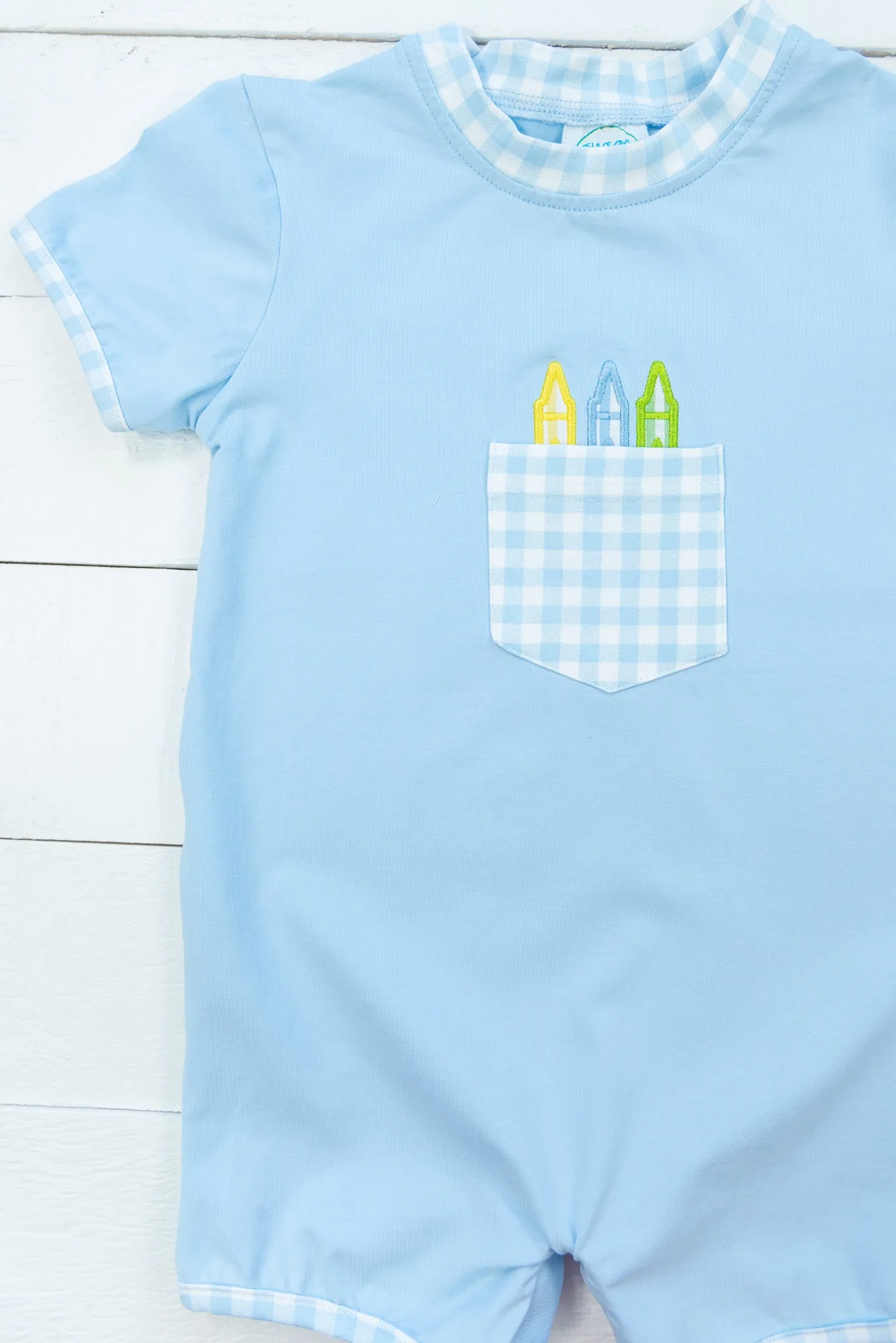 Boys Blue Crayon Romper