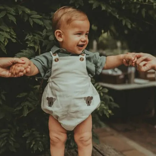 Boys White Organic Cotton Koala Romper