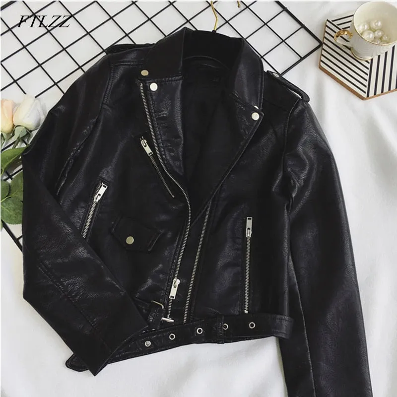 Bright Color Women's Leather Jacket with Stylish Details