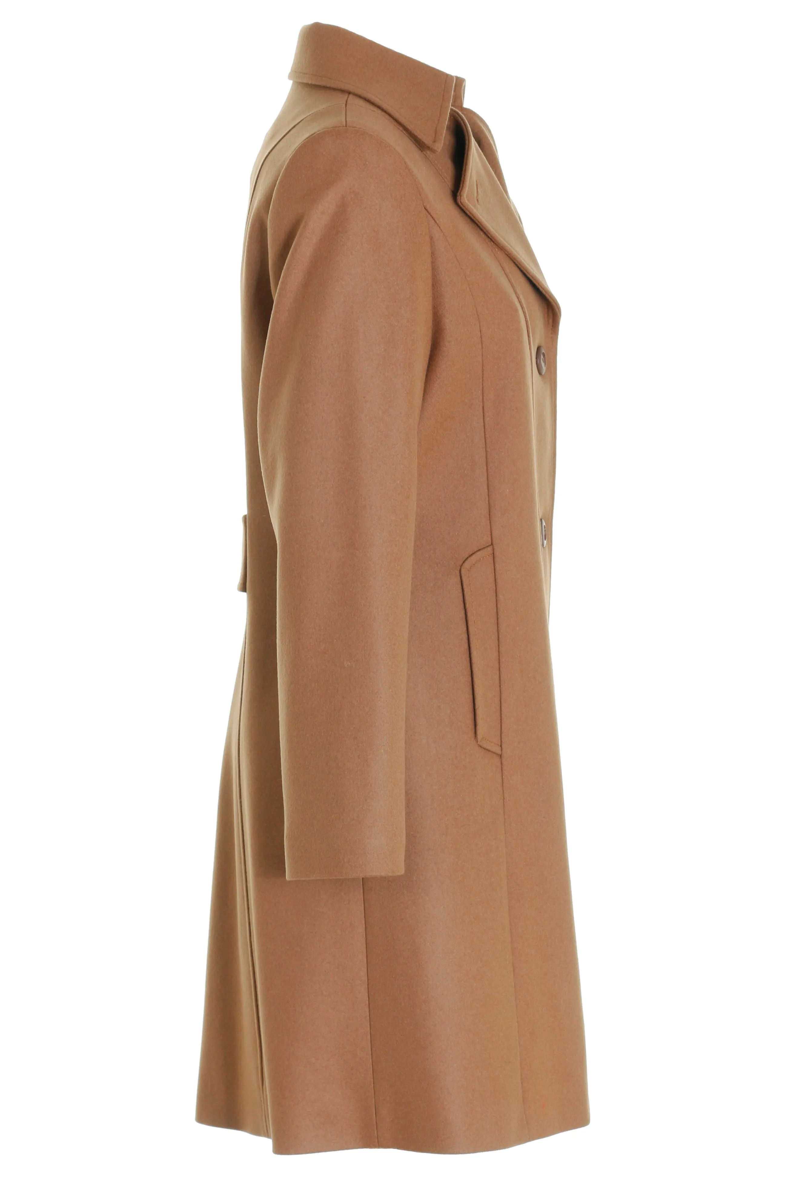 Busy Clothing Womens 3/4 Wool Blend Dark Camel Coat