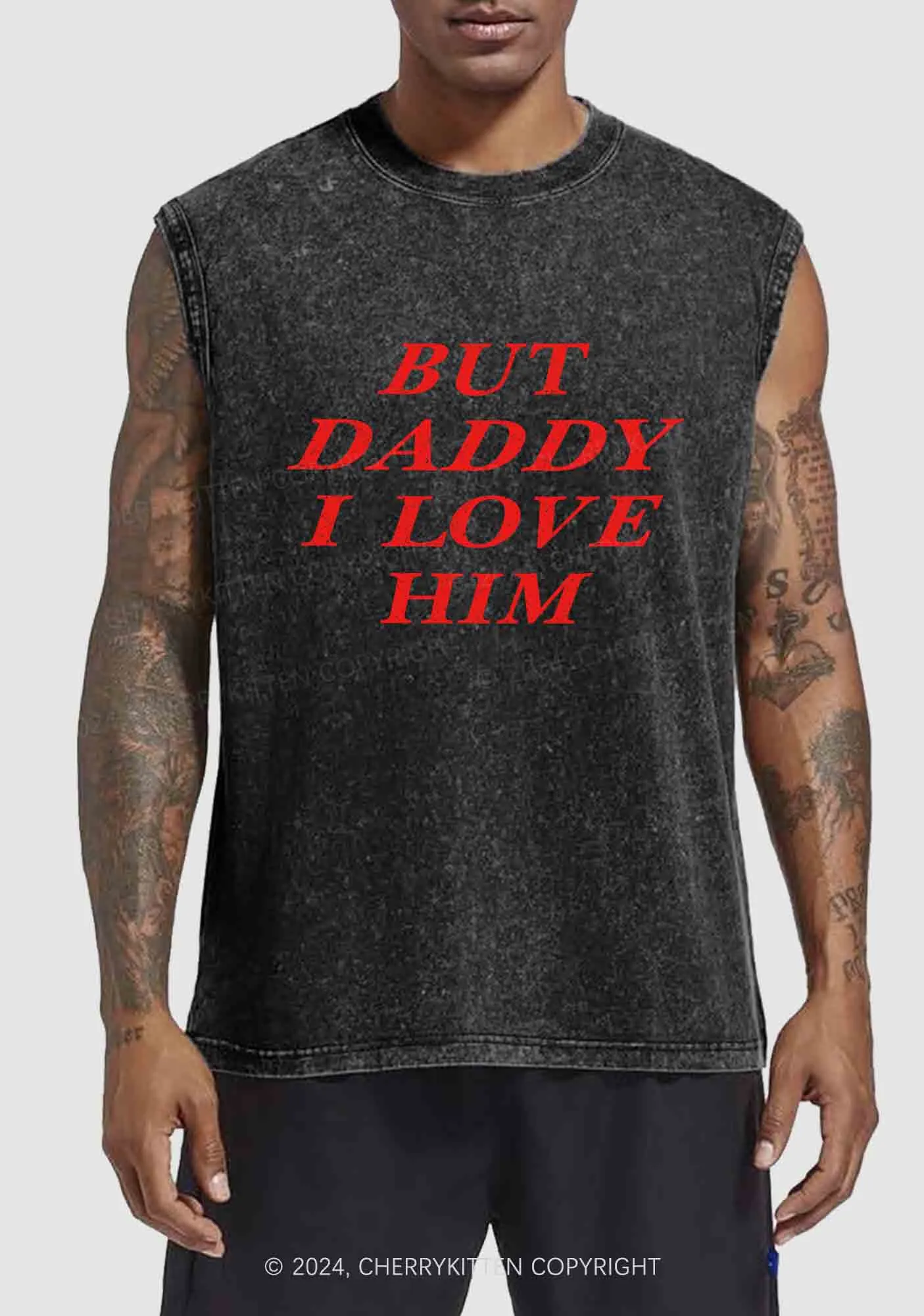 But Daddy I Love Him Y2K Washed Tank Cherrykitten