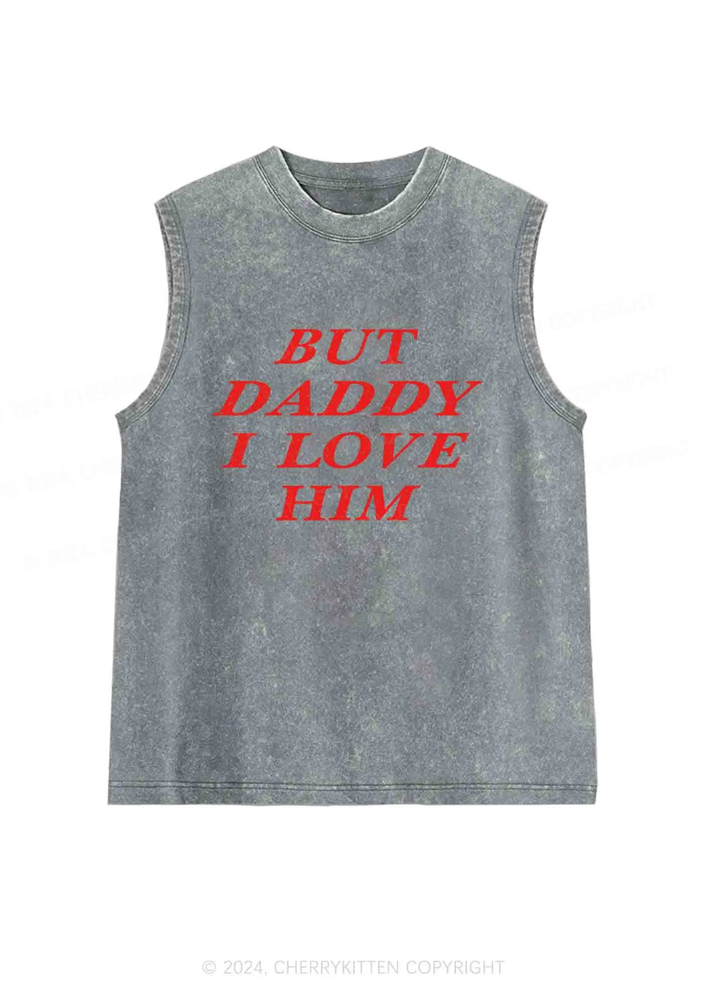 But Daddy I Love Him Y2K Washed Tank Cherrykitten