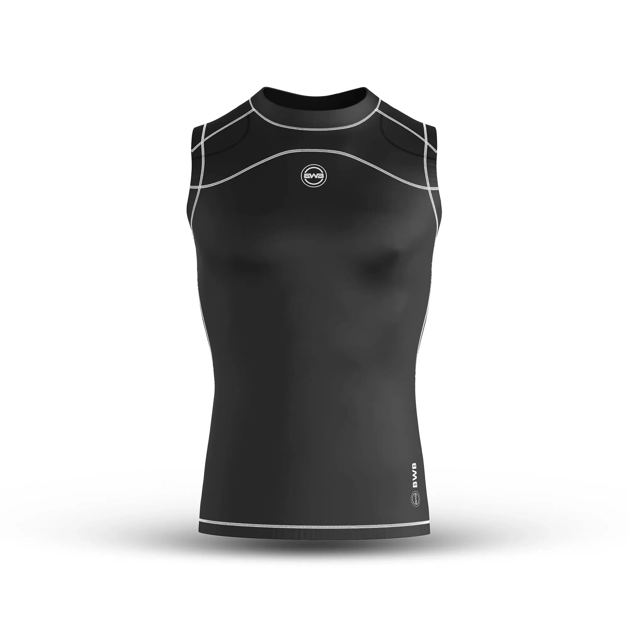 BWB Men's Black & White Sleeveless Compression Shirt