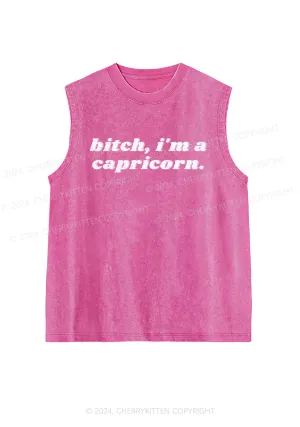 Bxtch I'm A Custom Zodiac Y2K Washed Tank Cherrykitten