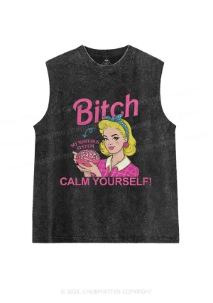 Bxxch Calm Yourself Y2K Washed Tank Cherrykitten