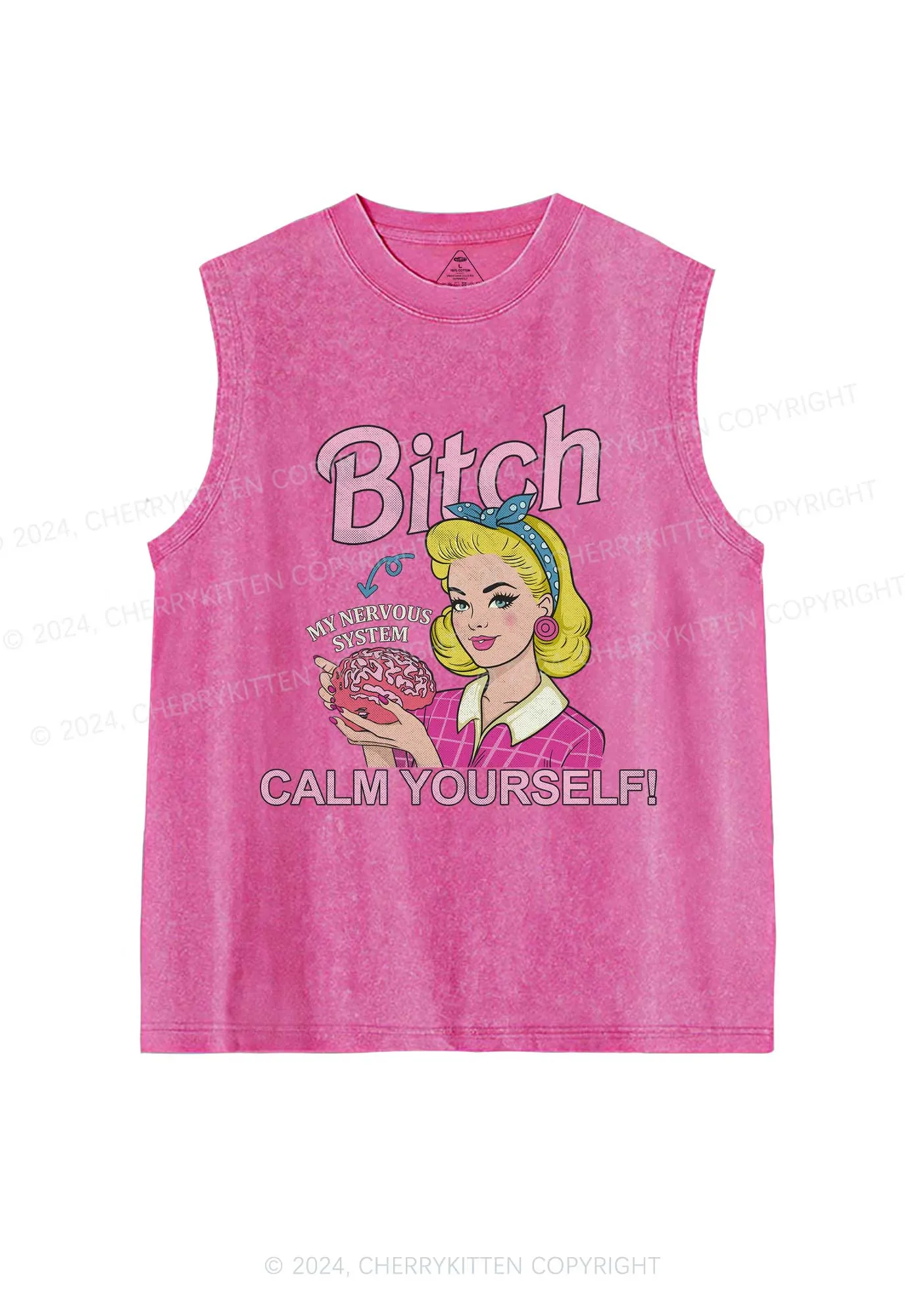 Bxxch Calm Yourself Y2K Washed Tank Cherrykitten